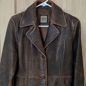 Vintage Distressed Leather Coat